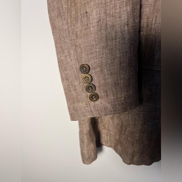 Madda Fella 100% Linen Tan Brown Mens Jacket Size Large Blazer - Picture 2 of 11